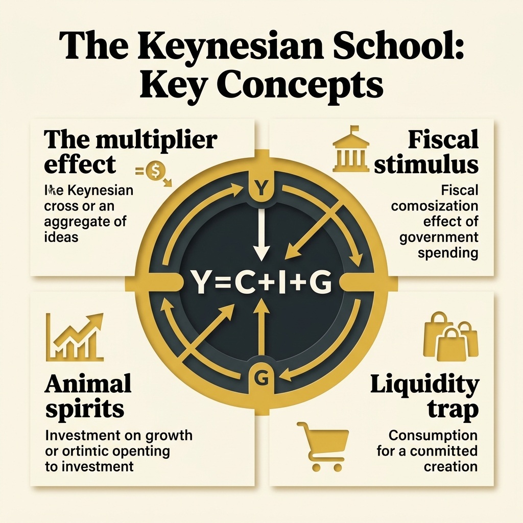A simplified flowchart of the Keynesian circular flow model: consumption, saving, investment, and government injections