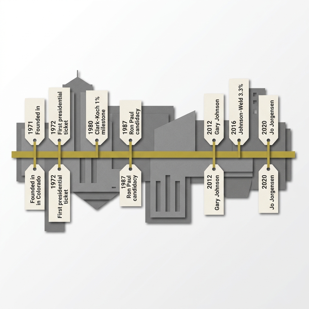 Timeline of the Libertarian Party's key milestones from 1971 to 2024