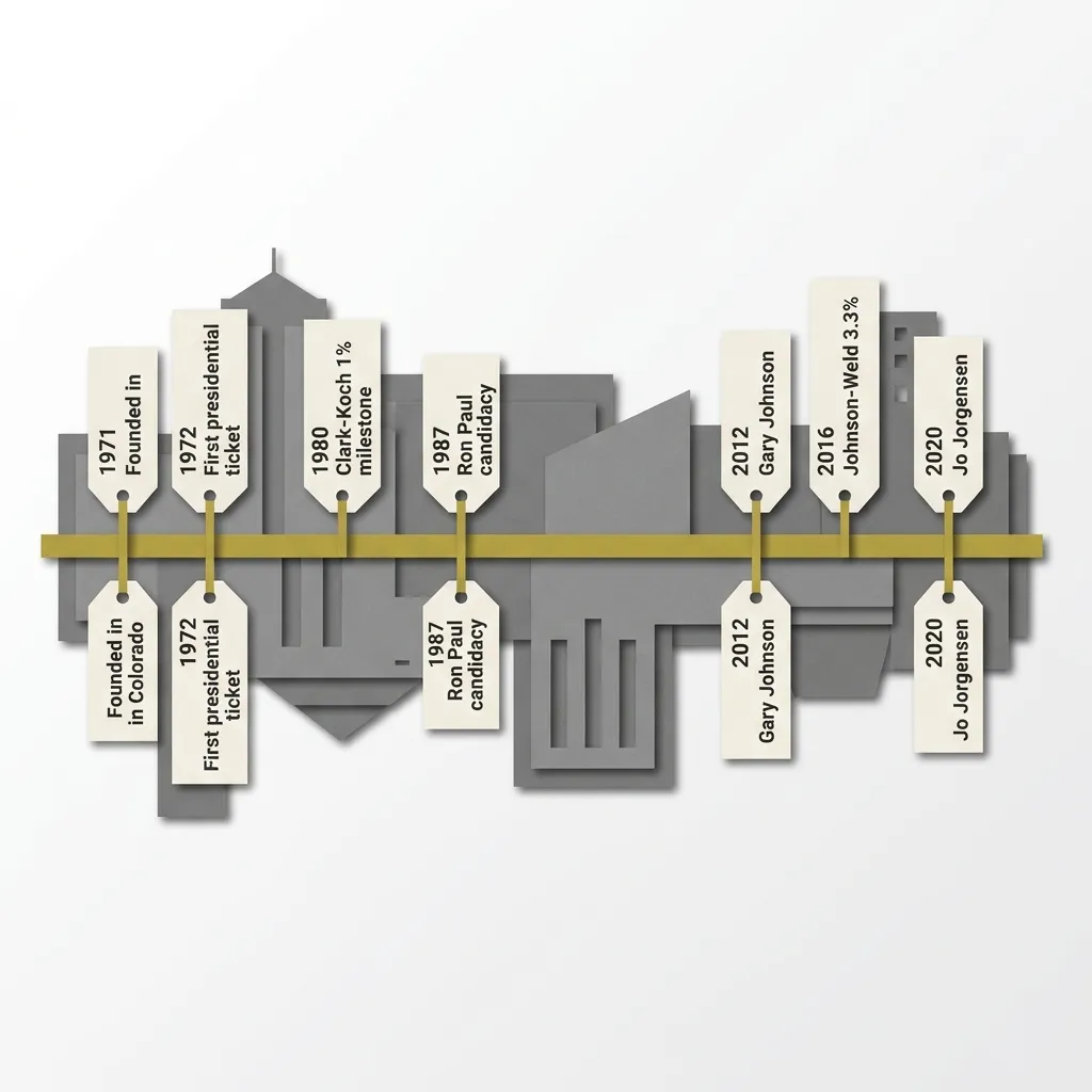 Timeline of the Libertarian Party's key milestones from 1971 to 2024