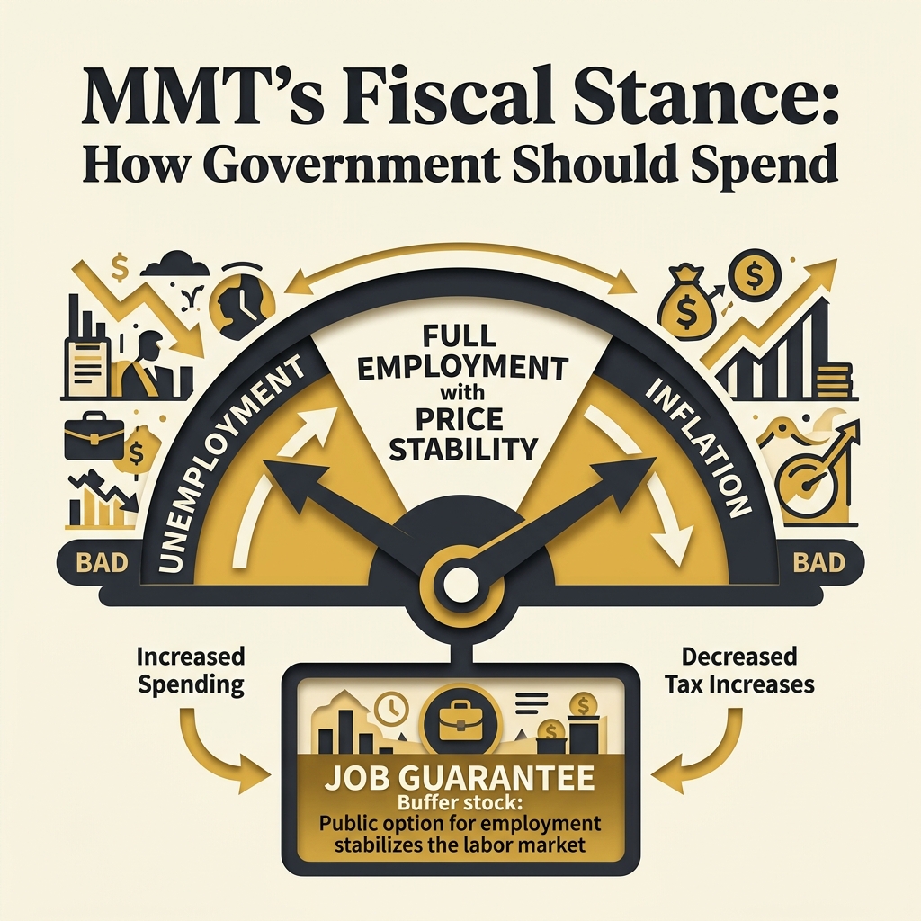 Graphic diagram showing government spending injections flowing into the economy until physical resource capacity is reached