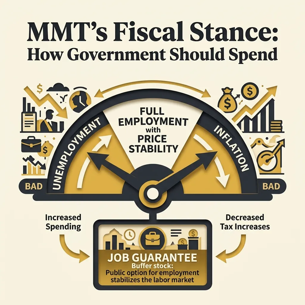 Graphic diagram showing government spending injections flowing into the economy until physical resource capacity is reached