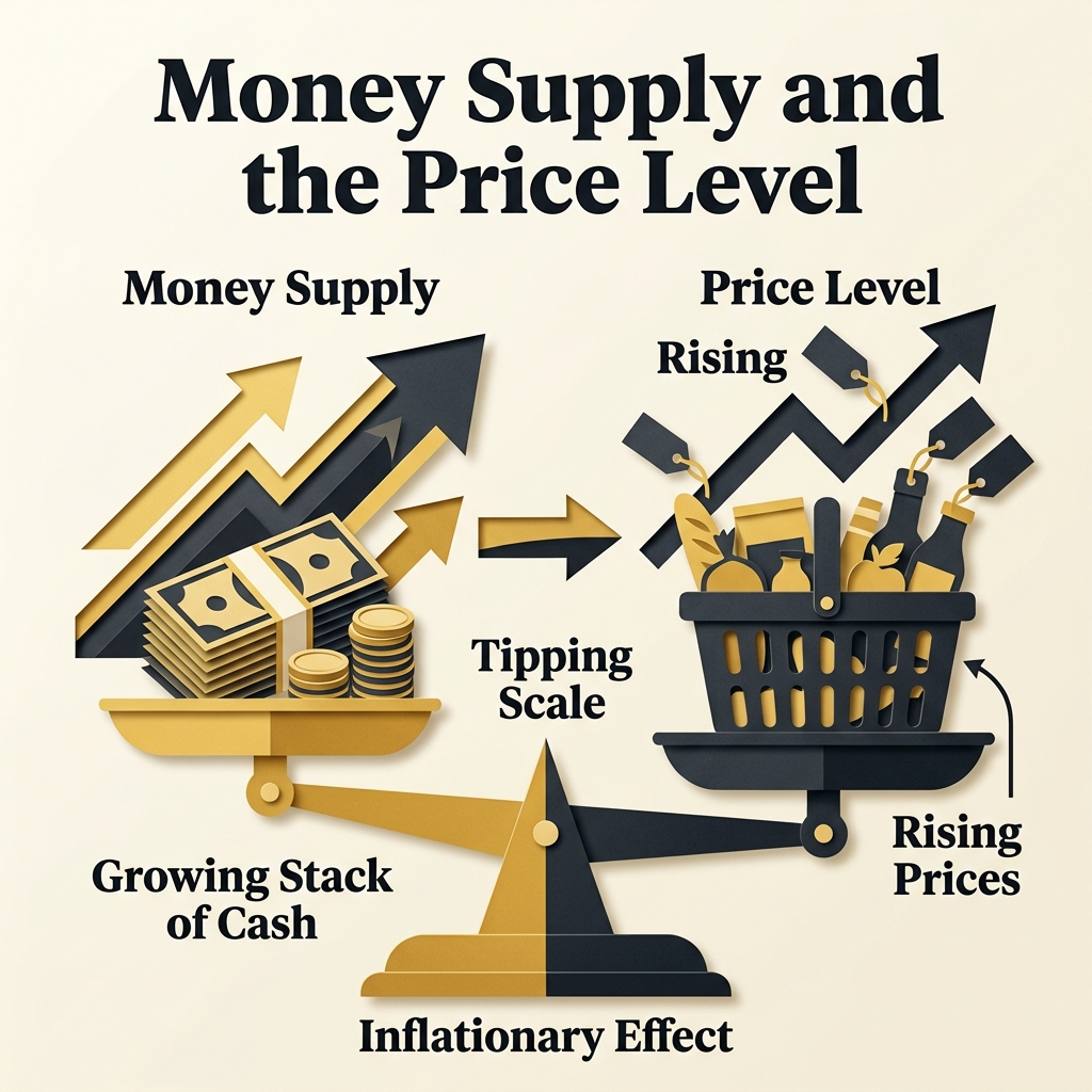 Visualizing the Monetarist rule: constant money supply growth matching long-term GDP growth to ensure stable prices