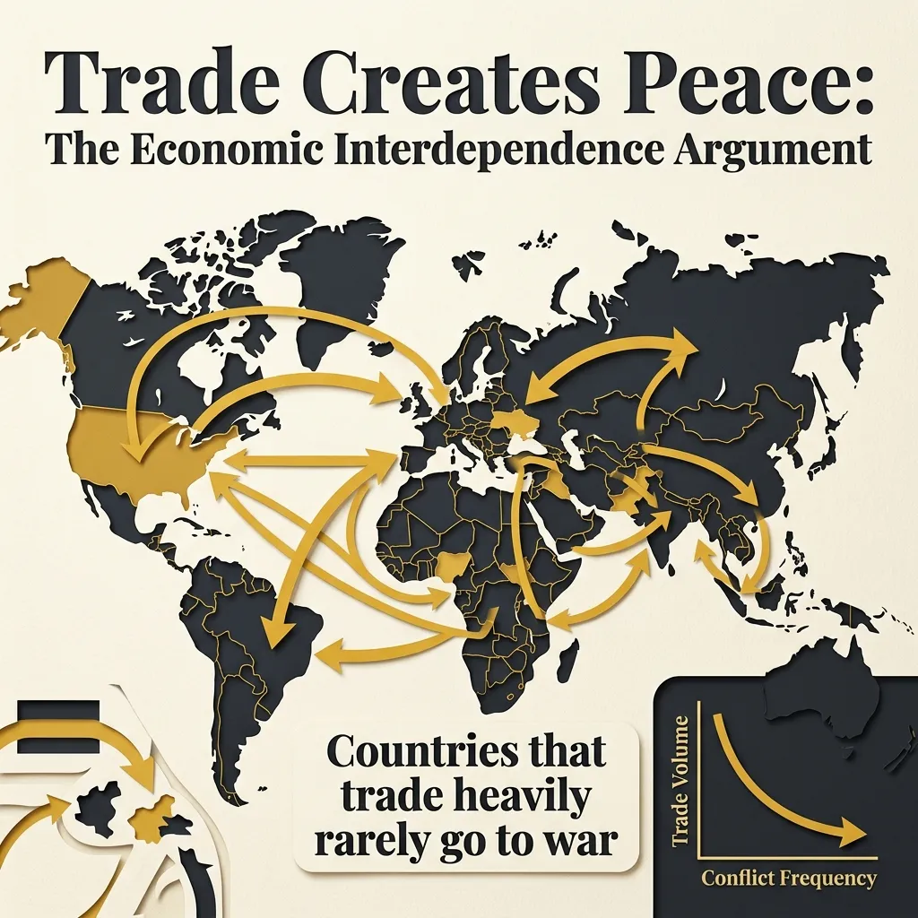 Network map illustrating how free trade connects countries globally through voluntary commerce